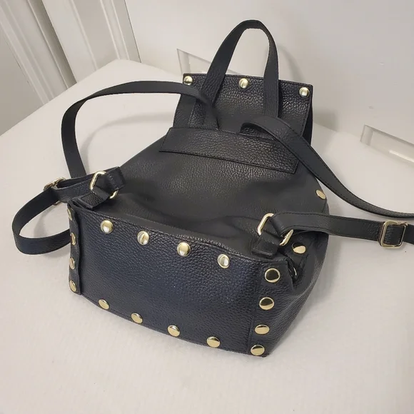 Pop BAG Black Pebble Grain Leather Backpack Top Handle Bag With Pouch - Picture 10 of 10